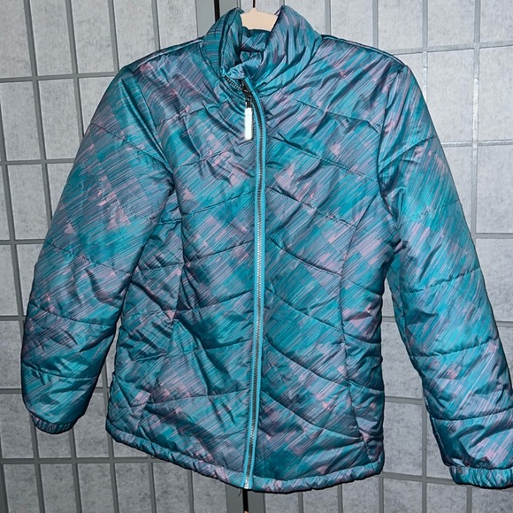 Medium weight mock neck zippered teal/purple/pink jacket GUC - Picture 1 of 3